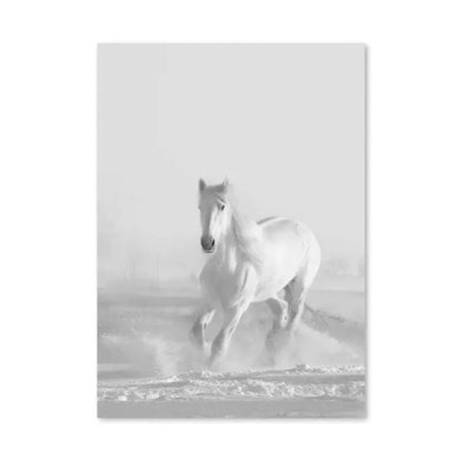 Horse Black and White Photo Poster, Rustic Farm Wall Art, Animal Prints, Canvas Painting Picture, Ideal for Home Room Wall Decor