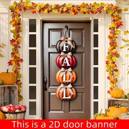 Autumn Pumpkin Door Banner, Durable Polyester Material, Easy to Hang, Perfect for Fall