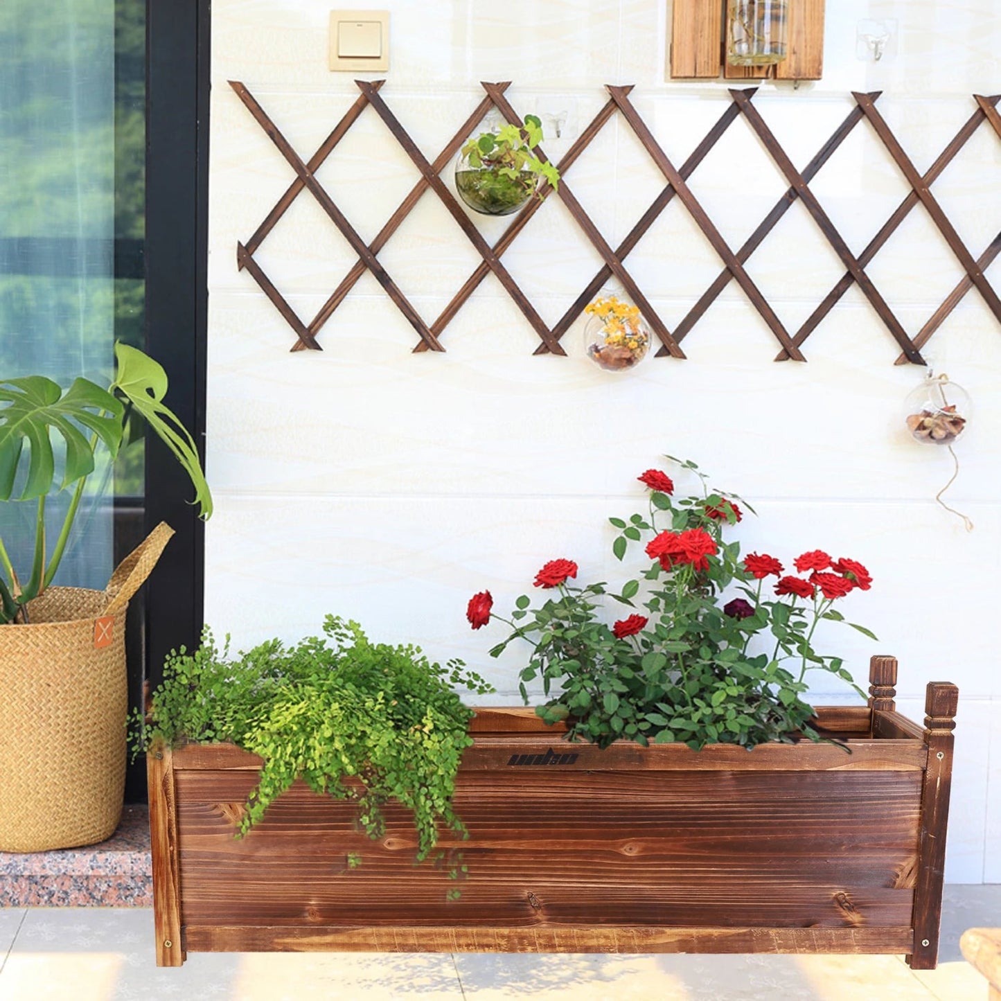 Raised Garden Bed Flower or Vegetable Planter  Plant Box for Garden, Yard Wood Box for Planting