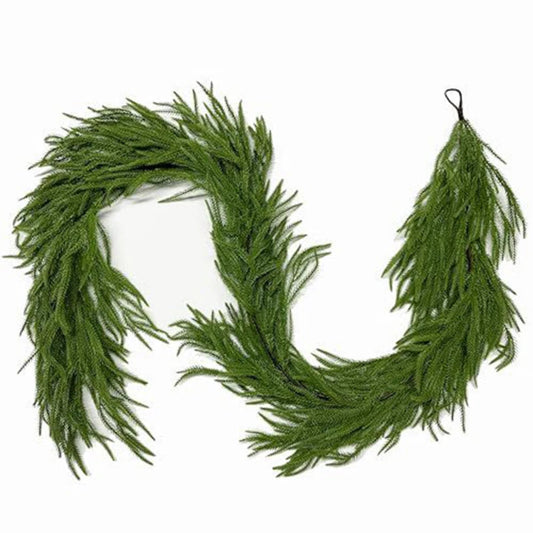 180cm Christmas Wreath Front Door Decoration Artificial Green Pine Wreath for Xmas Home Indoor Walls Decoration 2025 Navidad