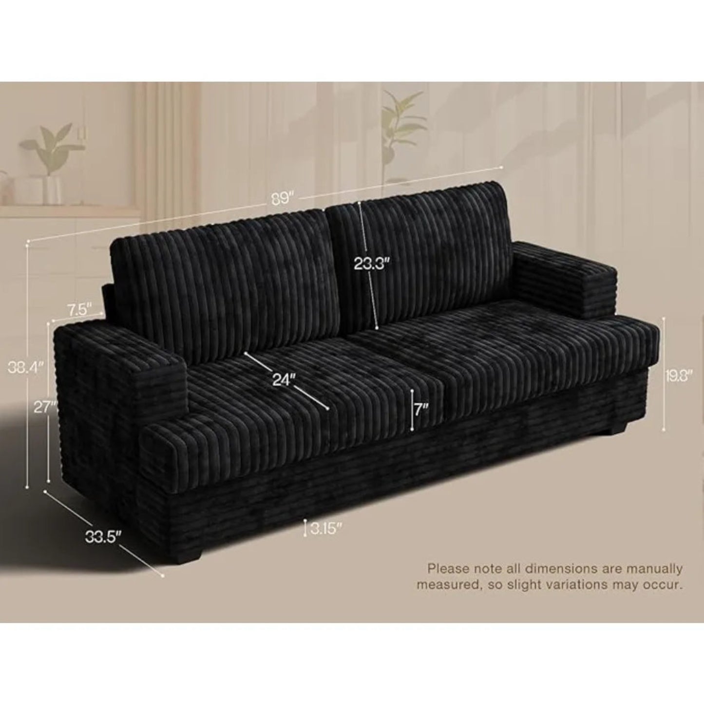 Seater Couches for Living Room Sofas Comfy Sectional Couch with 24" Deep Seat Loveseat Sofa for Small Apartment