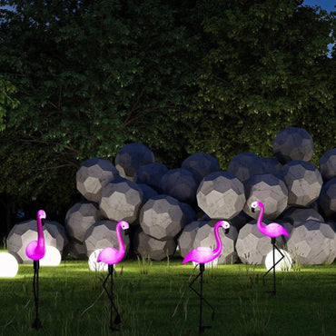 3PCS Solar Flamingo Ground Lamp Outdoor Patio Garden Decoration Led Simulation Decoration Lights