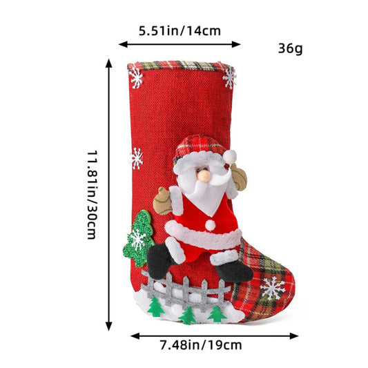 Christmas Stockings Set Santa Snowman Sock Christmas Ornament Plush Santa Claus/Snowman/Bear/Elk for Navidad CandyGift Bag Party