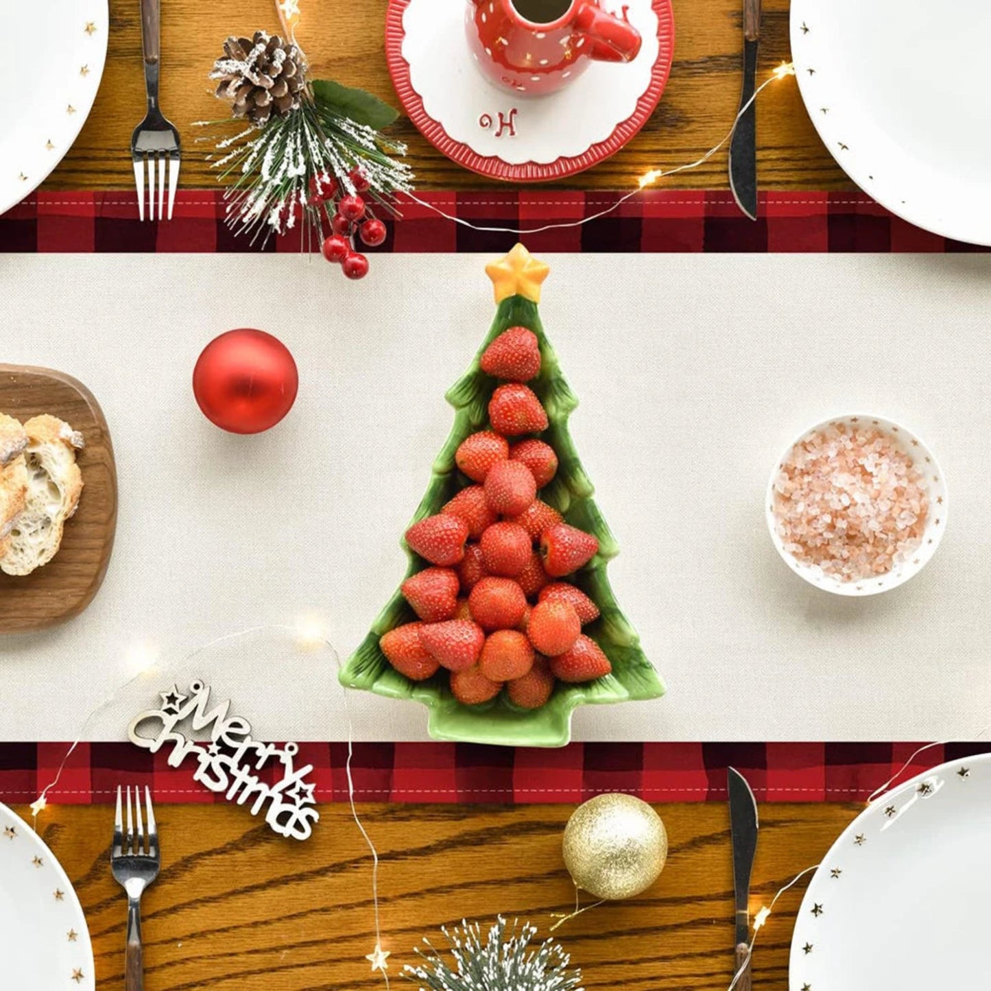 Merry Christmas Table Runner Red Black White Checkered Xmas Table Runner Christmas Party Table Home Decorations New Year Holiday