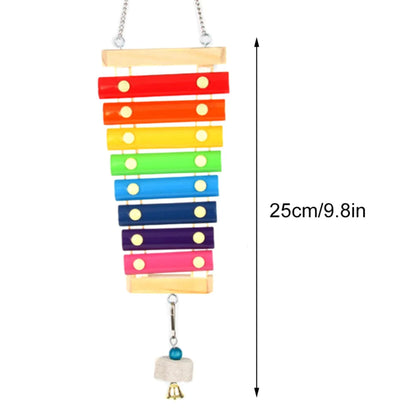 Chewing Foraging Toys Chicken Toys Set Parrot Playing Training Toys with Wooden Swing Fruit Vegetable Hanging Feeder Bell Toys