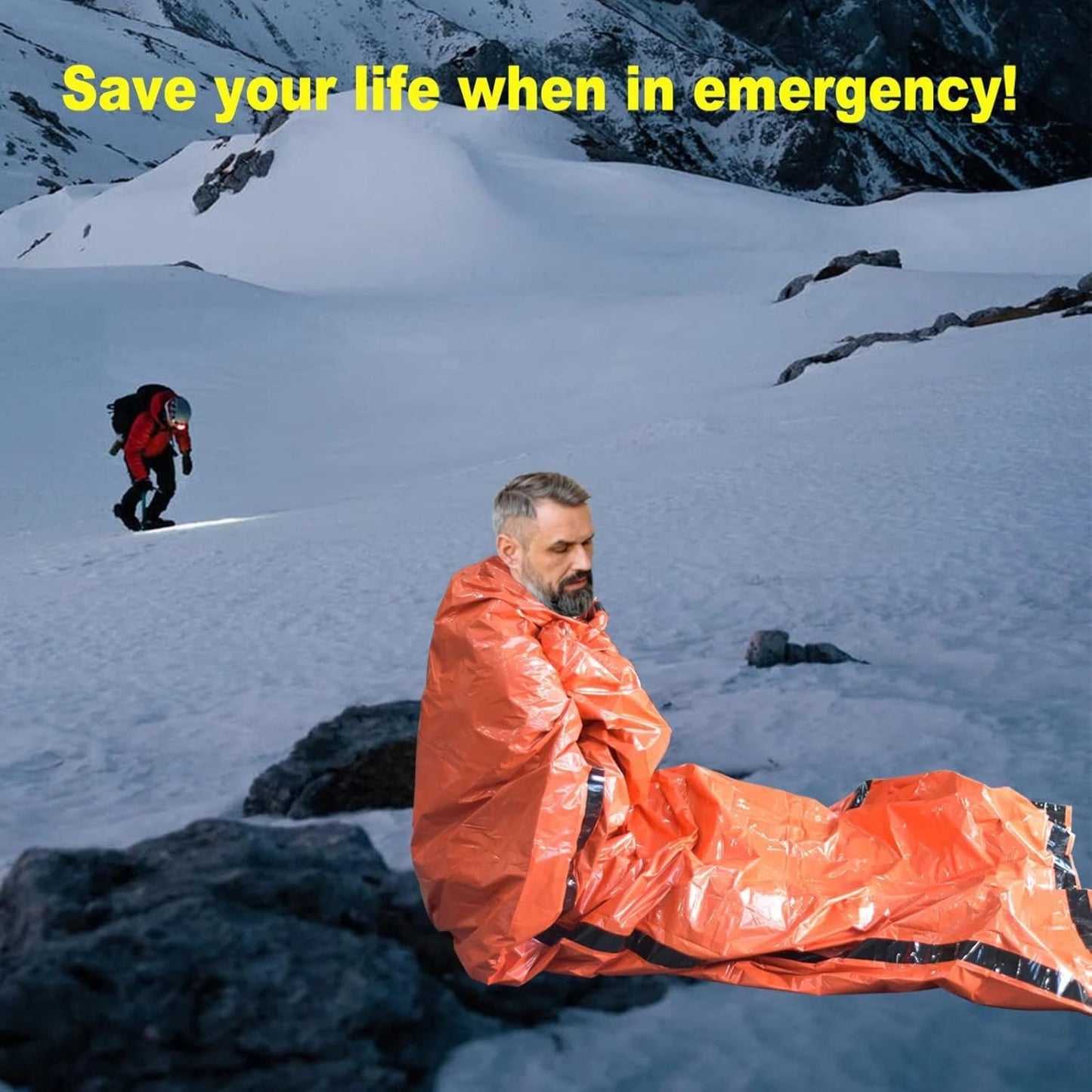Compact & Lightweight Emergency Thermal Sleeping Bag - Waterproof, Mylar - Enhanced for Outdoor Camping, EDC & First Aid Rescue