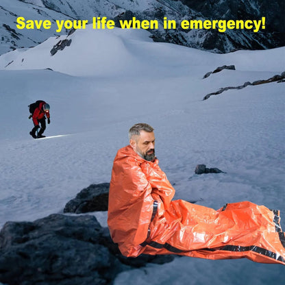 Compact & Lightweight Emergency Thermal Sleeping Bag - Waterproof, Mylar - Enhanced for Outdoor Camping, EDC & First Aid Rescue
