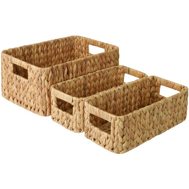 Wicker Storage Baskets for Shelves,Made of Water Hyacinth,Set of 3,Storage for Bedroom,Bathroom,Living Room,etc
