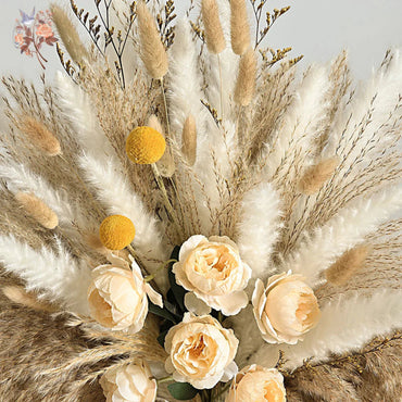 56pcs Artificial Flowers Faux Peony Mix Dried Pampas Grass Bouquets Elegant Boho Home Wedding Centerpieces Luxury Decoration