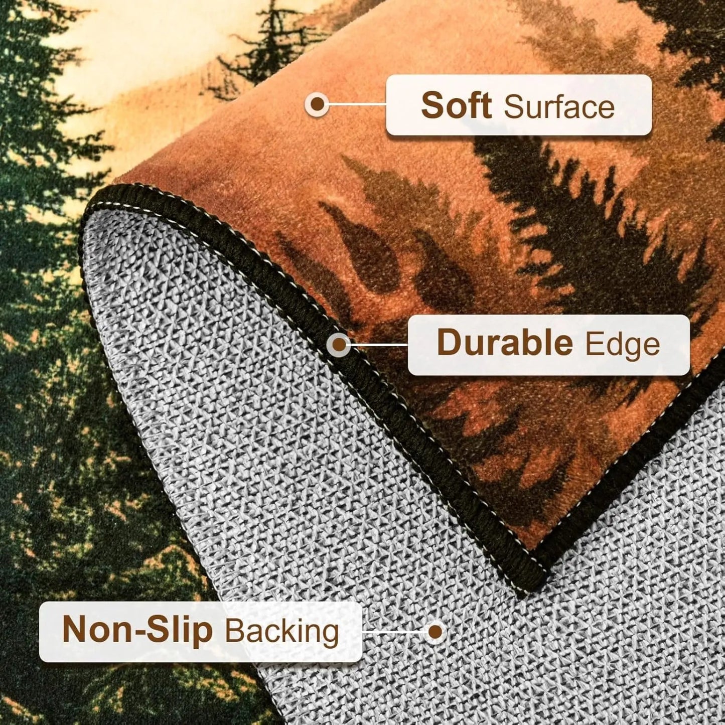 FRAMICS Farmhouse Area Rug 2x3, Rustic Cabin Lodge Deer Moose Bear Washable Rugs Non Slip, Country Wildlife Area Rug for Kitchen