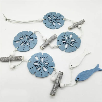 Studio Props Wall Hanging Hand Made Mediterranean Starfish Hung Fish Nautical Decor Hang Wood Marine Pendant for Home Decoration