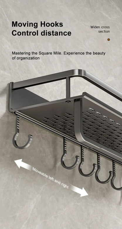 Wall-Mounted Kitchen Spice Rack Organizer Carbon Steel No Drilling 12-20 Inch Seasoning Holder Shelf for Easy Access to Spices