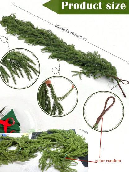 Artificial Norfolk Pine Christmas Wreath Green Garland Home Decor Festive Holiday Home Accent Room Decor Christmas Decorations