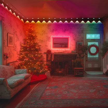 100FT 60 LED Permanent Outdoor Eaves LED Lights Waterproof RGB String Lights DIY Scene Christmas Birthday Holiday Party Lighting