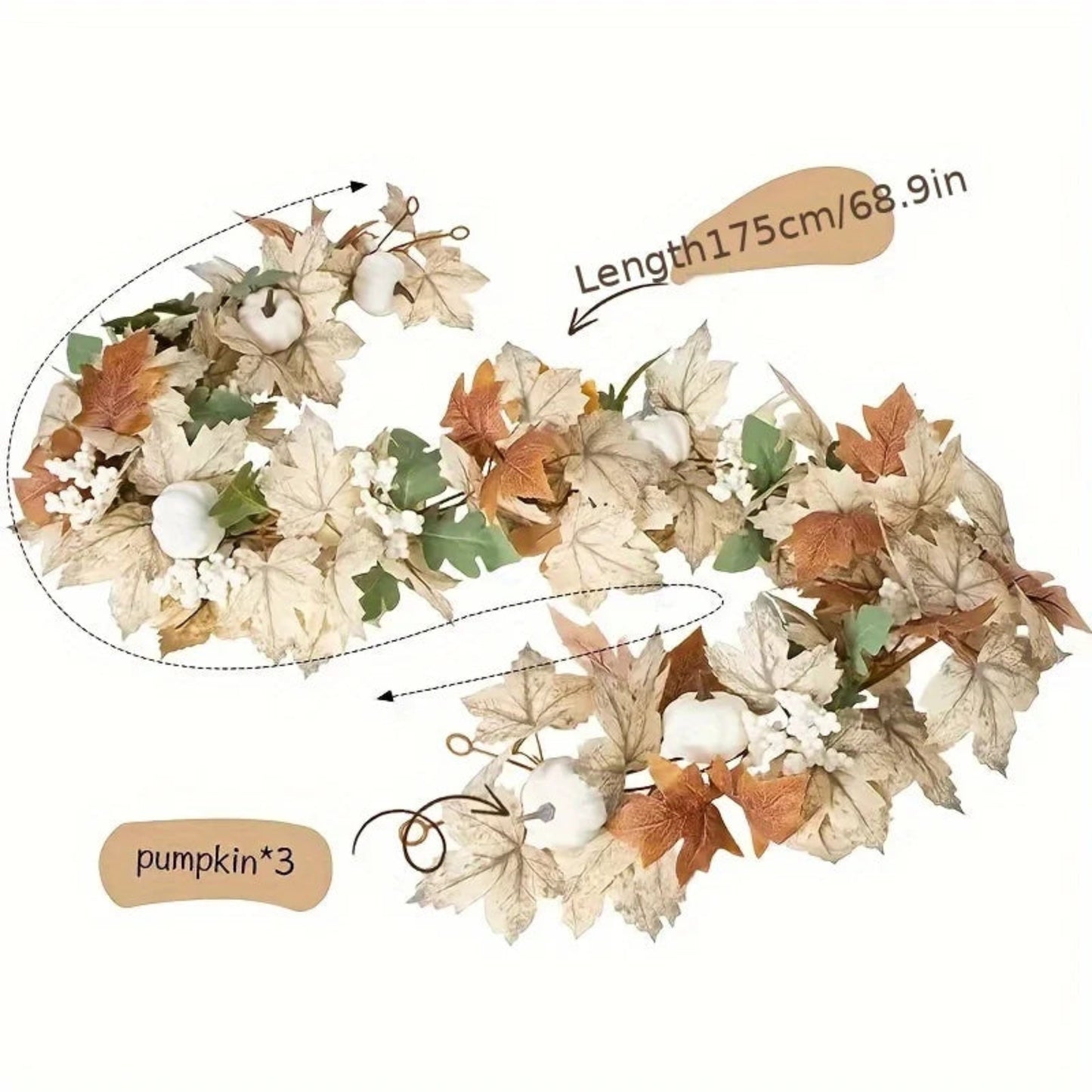 Autumn Maple Leaf & Pumpkin Wreath - Perfect for Thanksgiving, Halloween, Christmas, and Fall Decor, Festive Wall Hanging