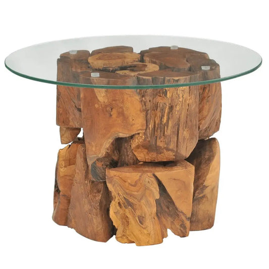 Solid Teak Driftwood Coffee Table 23.6-Inch Elegant Wood Furniture