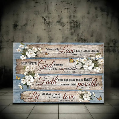 1pc No Framed Canvas Painting Christian Bible Verse Rustic Inspirational Bible Verses Flower Pictures Wall Art Prints, For H