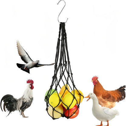 2pcs Practical Chicken Feeder Hanging Poultry Feed Net Bag Mesh Feeder Automatic Feeder Bag For Chickens And Ducks