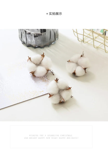 10pcs Cotton Head Natural Dried Flower Artificial Flower Cotton Home Christmas Decor DIY dried cotton bunch flower arrangement