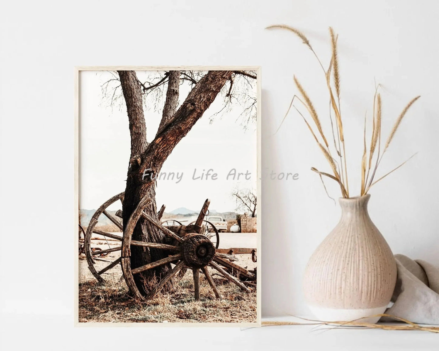 Boho Rustic Western Farmhouse Highland Cow Horse Minimalist Wall Art Canvas Painting Posters for Living Room Modern Home Decor