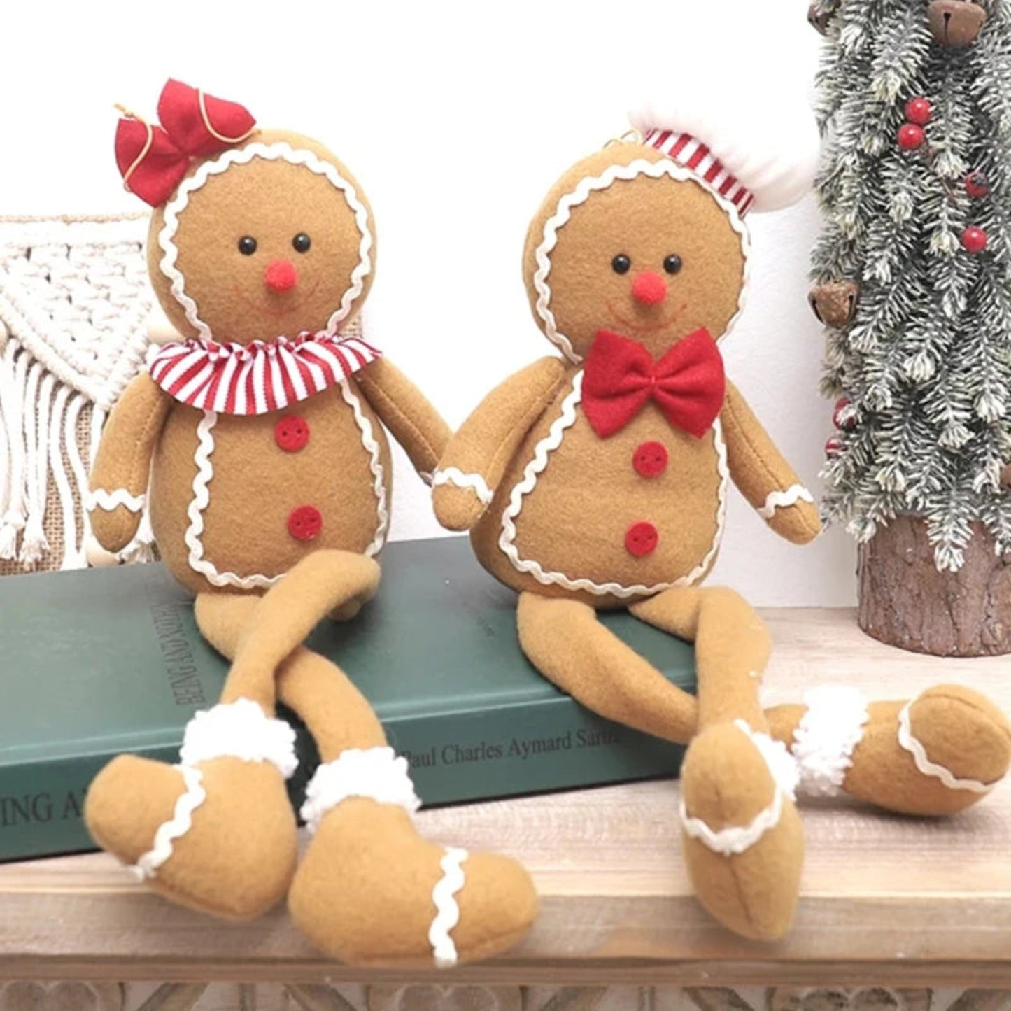Gingerbread Man Christmas Decoration For Home Plush Doll Xmas Tree Hanging Ornament Pendant Accessories 2024 New Year Kid Gift