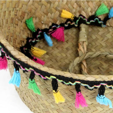 Seagrass Laundry Basket Natural Rattan Flower Basket Vase Planter Nursery Pot Belly Straw Toys Organizer wicker basket