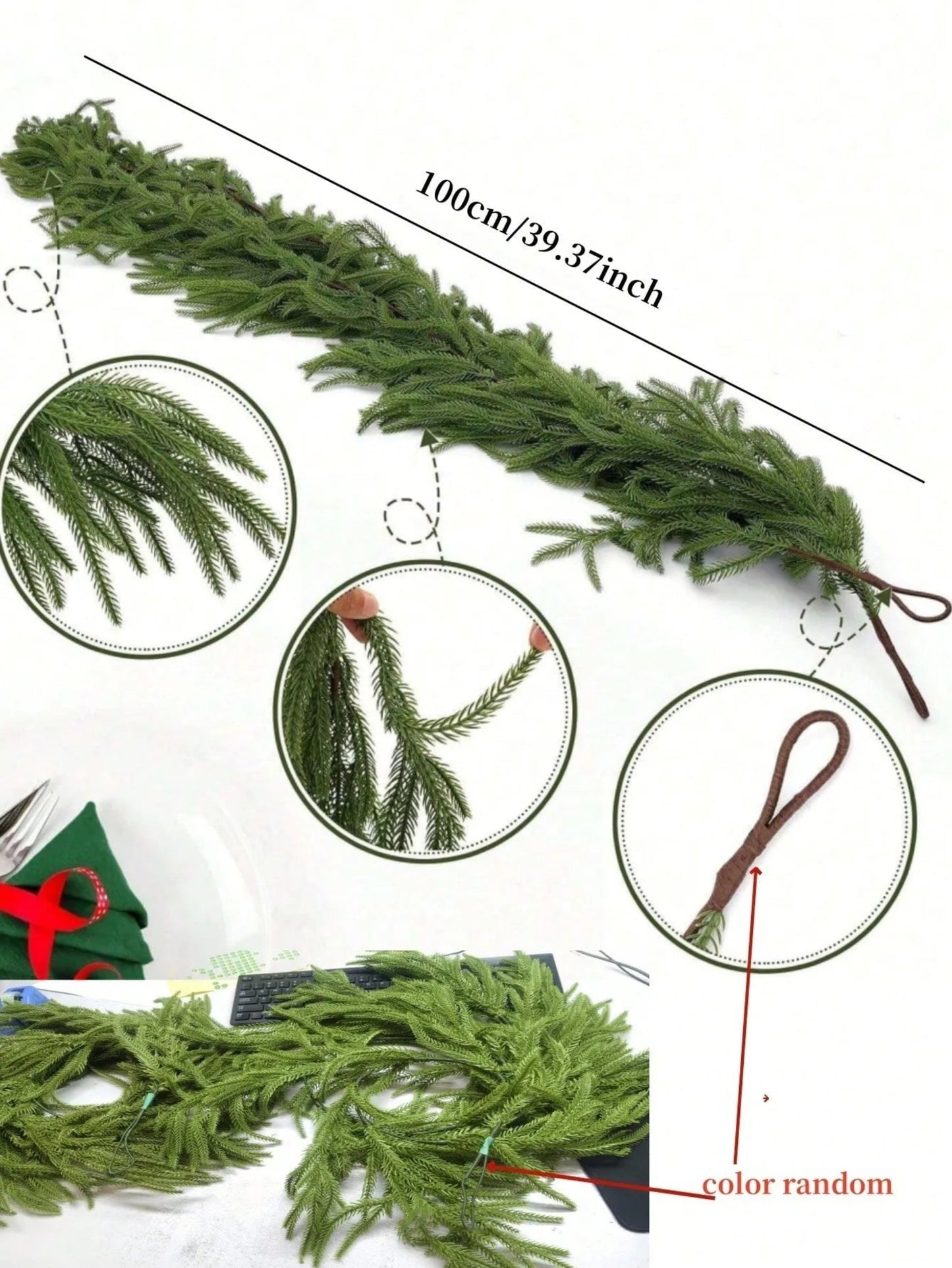 Artificial Norfolk Pine Christmas Wreath Green Garland Home Decor Festive Holiday Home Accent Room Decor Christmas Decorations