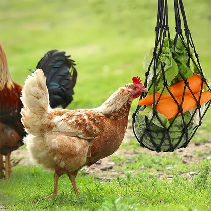 2pcs Practical Chicken Feeder Hanging Poultry Feed Net Bag Mesh Feeder Automatic Feeder Bag For Chickens And Ducks