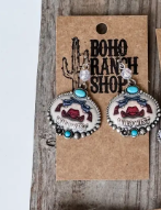 Western Scenery Dangle Earrings - howdy rodeo cowboy 