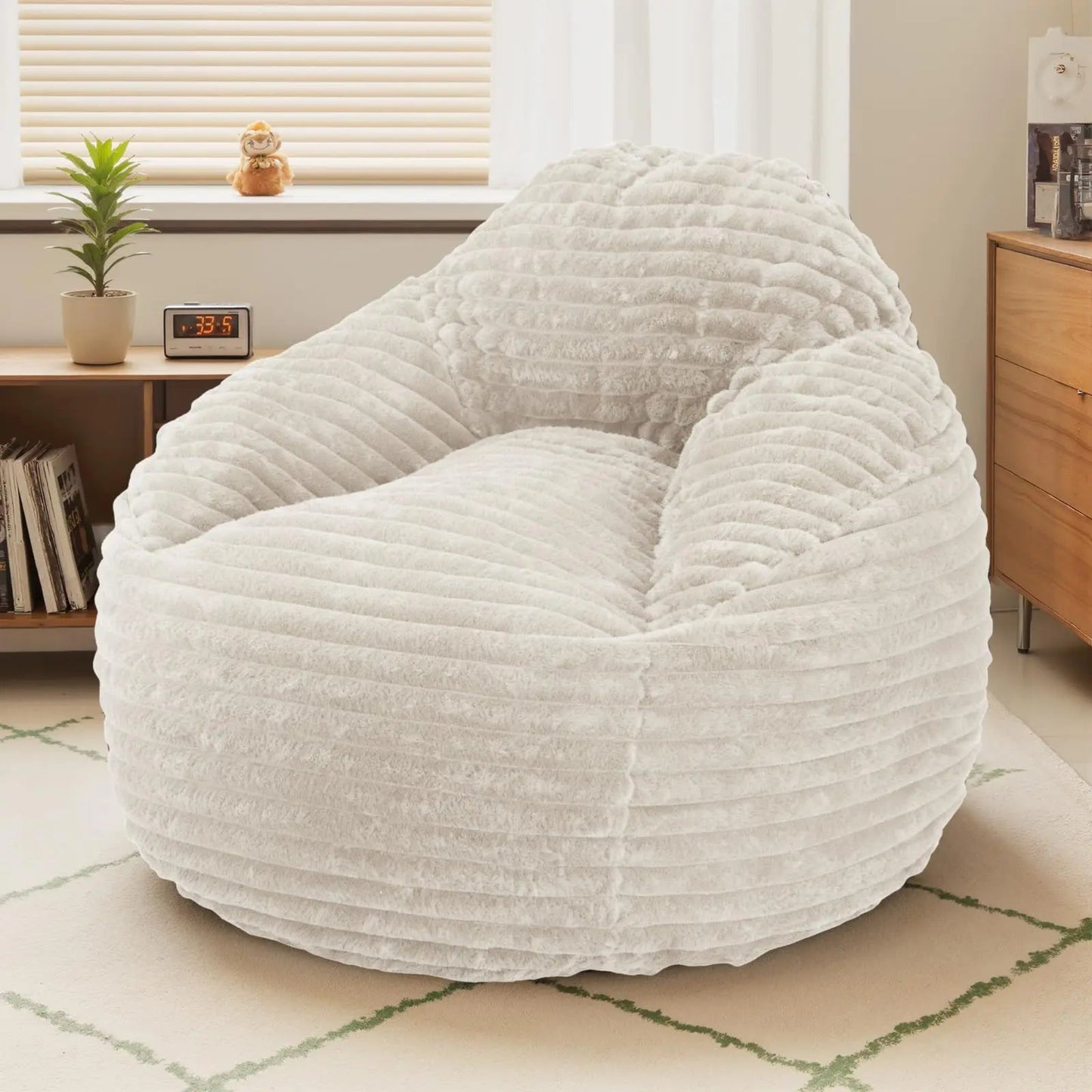 JHK Plush 39 InchBean Bag Chair for Gaming Reading Lazy Sofa Ergonomic Memory Foam Filled Couch For Living Room Furniture