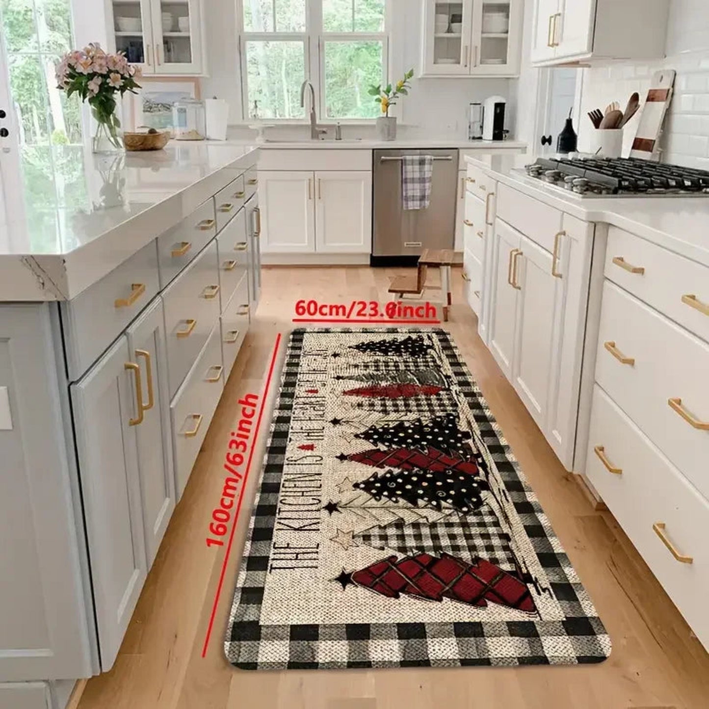 Christmas Tree Theme Rug, Soft Non-Slip Home Decor, Entrance Hall Doormat, Kitchen Two-Piece Mat Set, Bathroom Foot Mat
