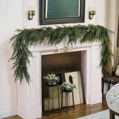 Artificial Norfolk Pine Christmas Wreath Green Garland Home Decor Festive Holiday Home Accent Room Decor Christmas Decorations