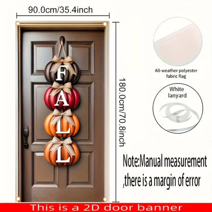 Autumn Pumpkin Door Banner, Durable Polyester Material, Easy to Hang, Perfect for Fall