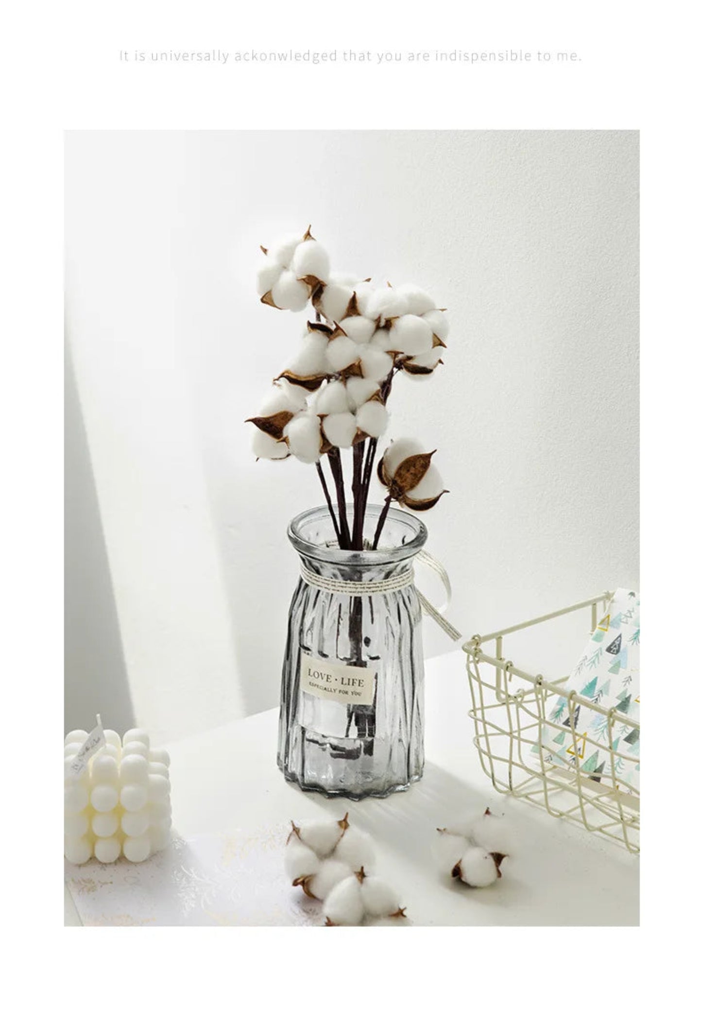 10pcs Cotton Head Natural Dried Flower Artificial Flower Cotton Home Christmas Decor DIY dried cotton bunch flower arrangement