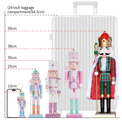 30CM Wooden Nutcracker Christmas Decorations Soldier Figures Handmade Dolls Toys Home Office Table Decorations Gifts Friends
