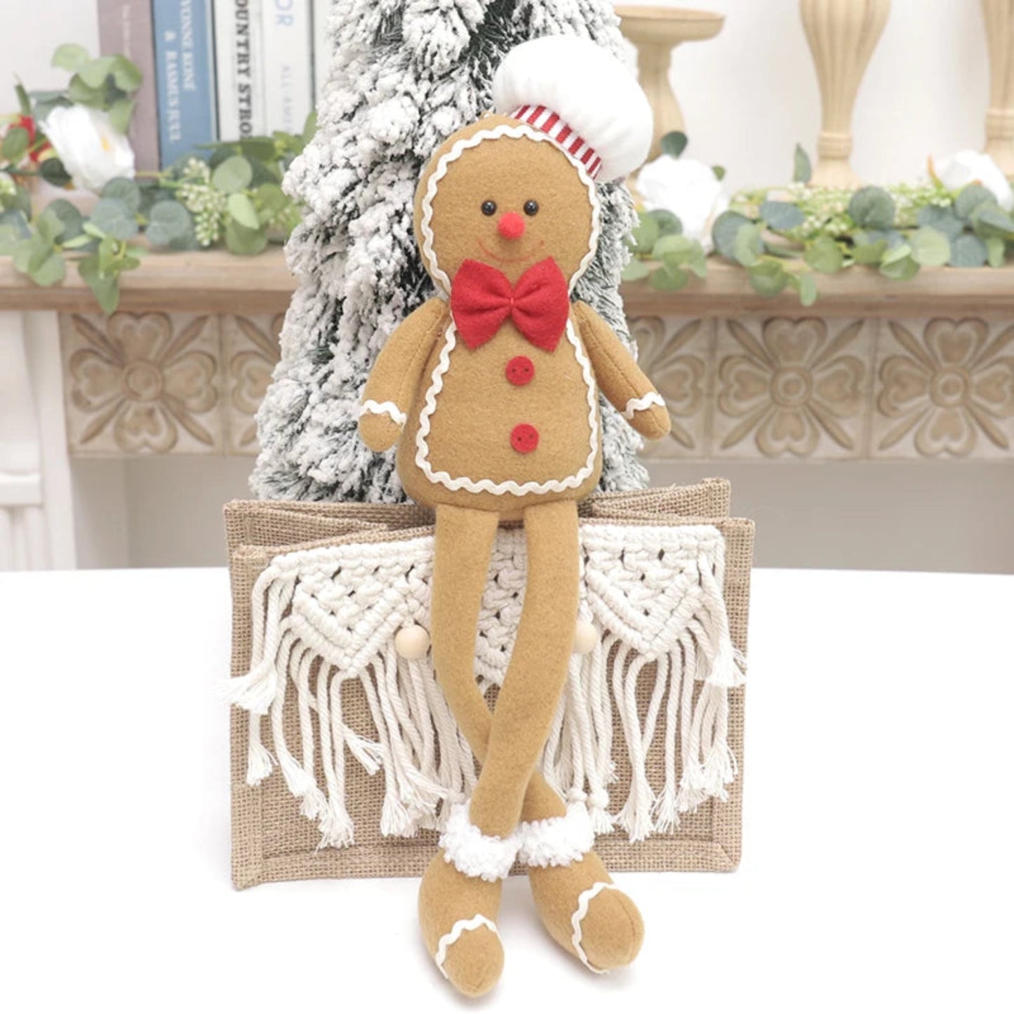 Gingerbread Man Christmas Decoration For Home Plush Doll Xmas Tree Hanging Ornament Pendant Accessories 2024 New Year Kid Gift