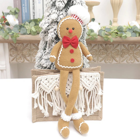 Gingerbread Man Christmas Decoration For Home Plush Doll Xmas Tree Hanging Ornament Pendant Accessories 2024 New Year Kid Gift