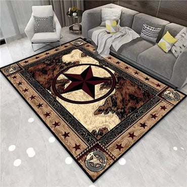 Rustic Western Texas Star Wood Panel Style Pattern Modern Area Mats Non-Slip Floor Carpet Indoor Outdoor Throw Flannel Rugs