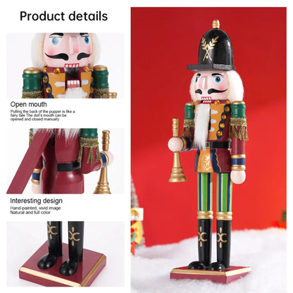 30CM Wooden Nutcracker Christmas Decorations Soldier Figures Handmade Dolls Toys Home Office Table Decorations Gifts Friends