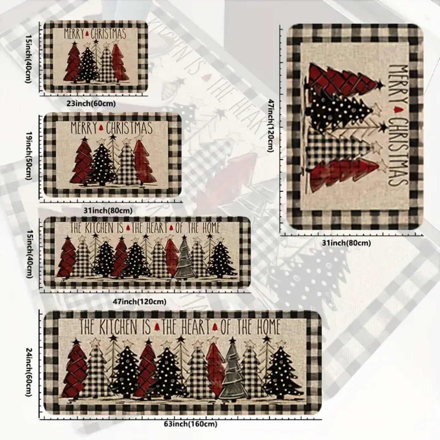 Christmas Tree Theme Rug, Soft Non-Slip Home Decor, Entrance Hall Doormat, Kitchen Two-Piece Mat Set, Bathroom Foot Mat