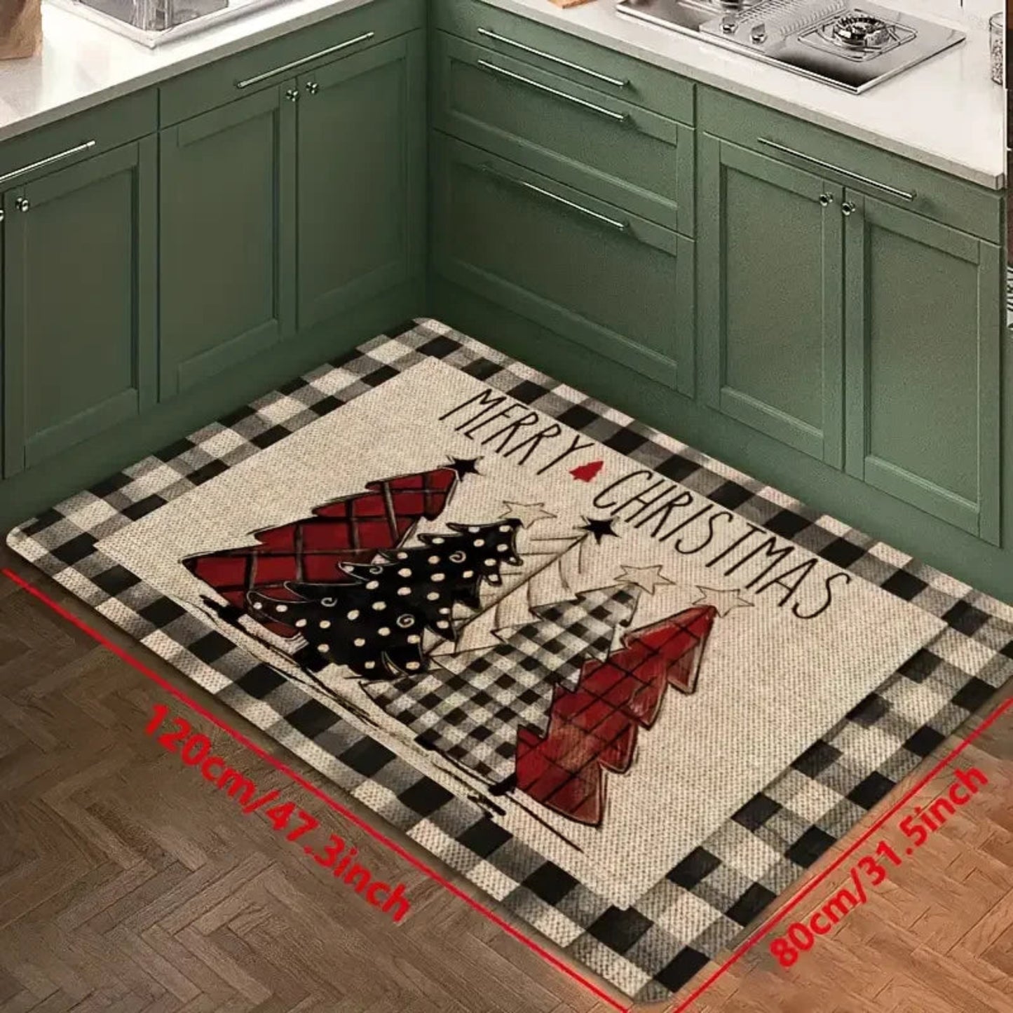 Christmas Tree Theme Rug, Soft Non-Slip Home Decor, Entrance Hall Doormat, Kitchen Two-Piece Mat Set, Bathroom Foot Mat