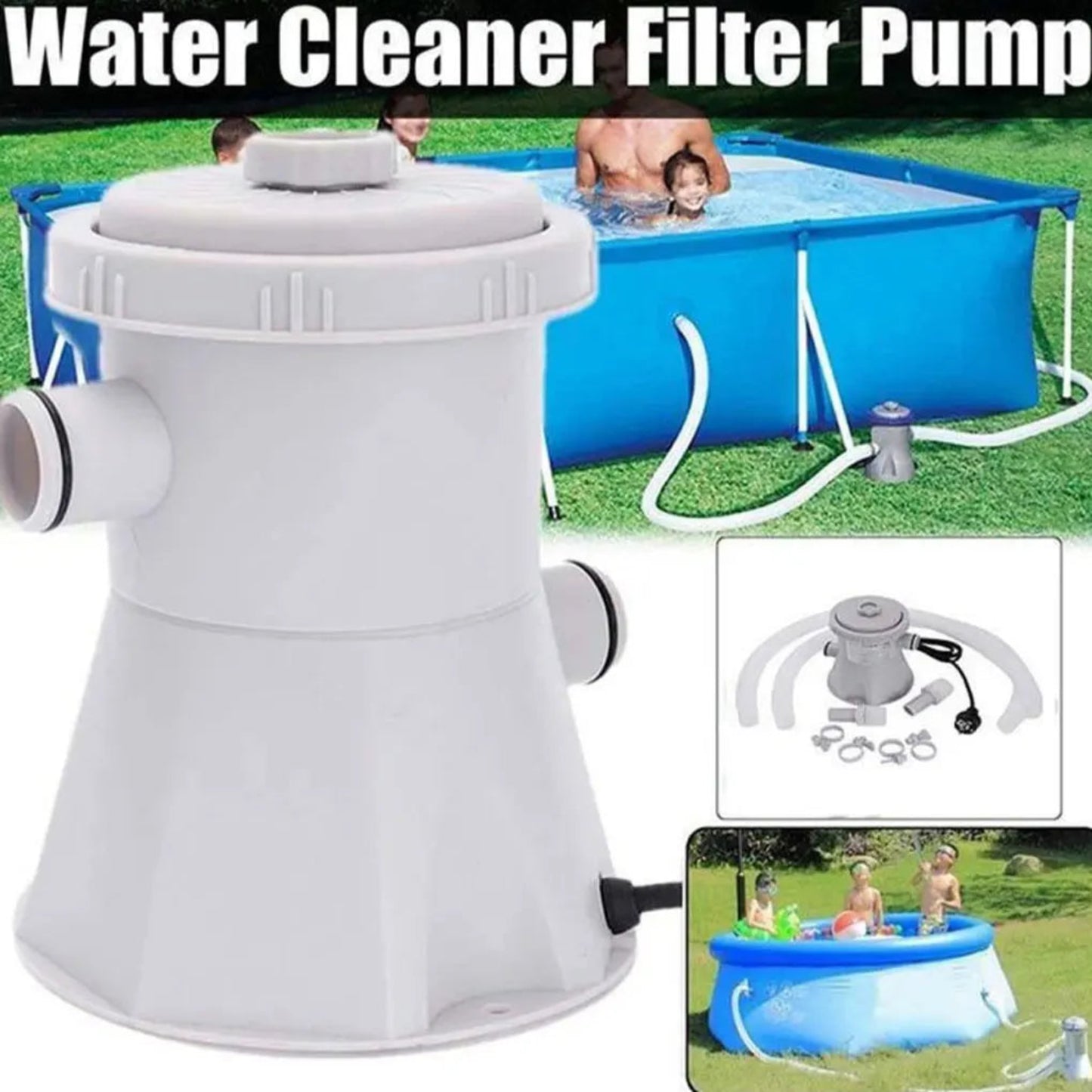 Pool Filter Pump 300 GPH Paddling Pool Electric Water Pump With 2 Pool Filter Cartridge Pool Pumps Ground Small Pool Filter Pump