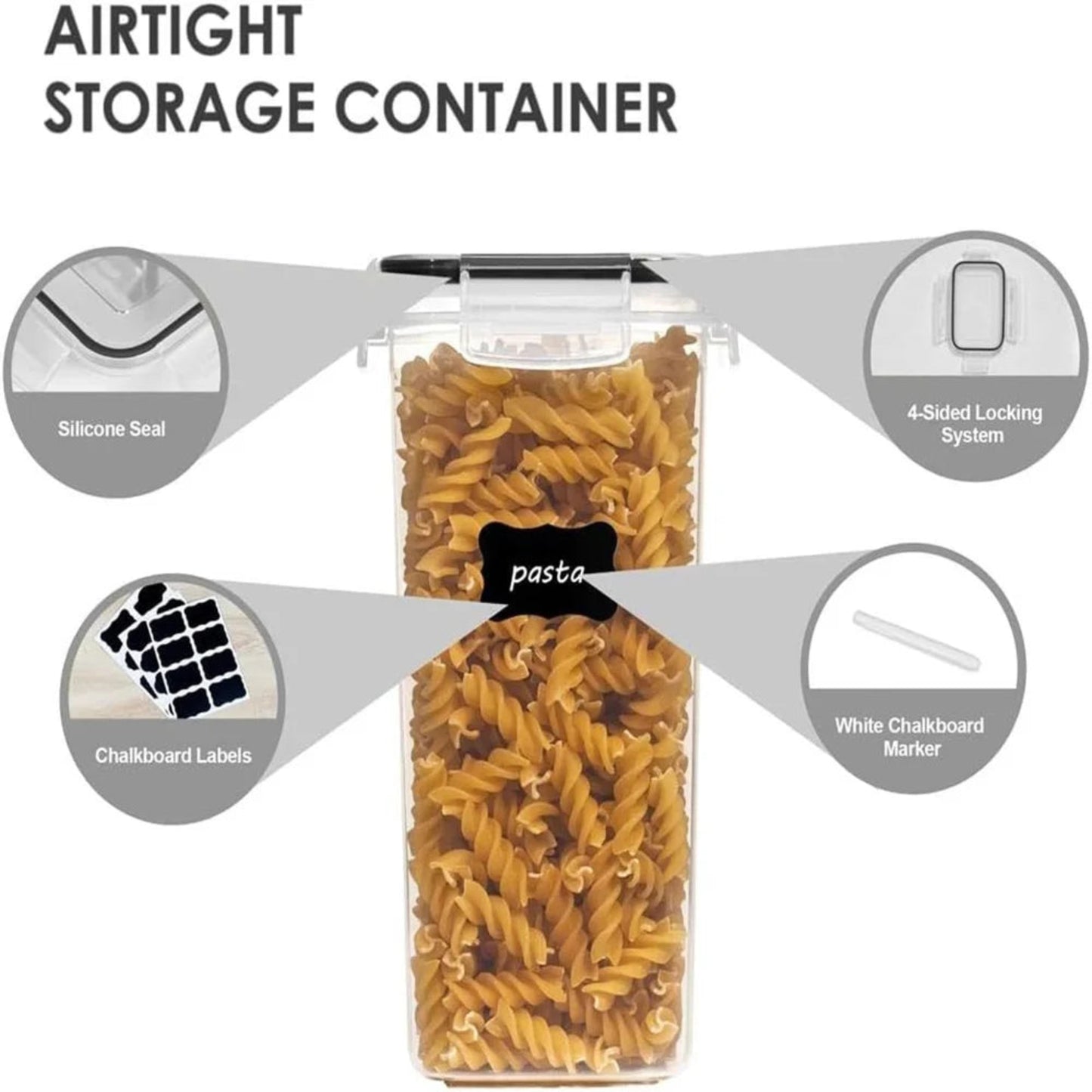 Kitchen 7pcs Food Containers Set BPA Free Plastic Airtight Storage Box With 10stickers and Pen