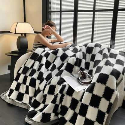 Plush Warm Winter Blanket A Grade Plaid Coral Fleece Soft Thick Bed Blankets for Sofa Single Double Couple Furry Bedspread
