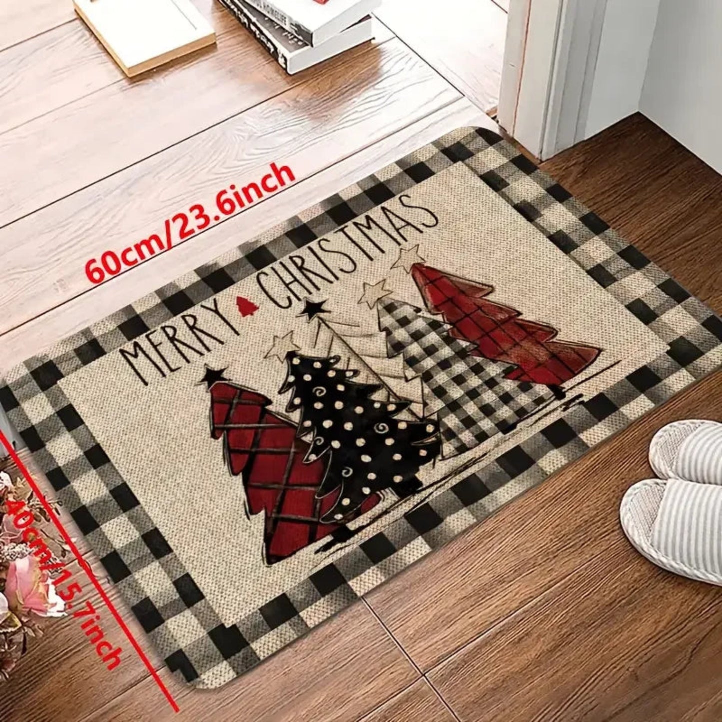 Christmas Tree Theme Rug, Soft Non-Slip Home Decor, Entrance Hall Doormat, Kitchen Two-Piece Mat Set, Bathroom Foot Mat