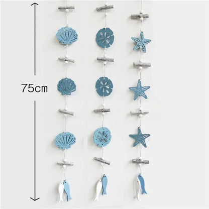 Studio Props Wall Hanging Hand Made Mediterranean Starfish Hung Fish Nautical Decor Hang Wood Marine Pendant for Home Decoration