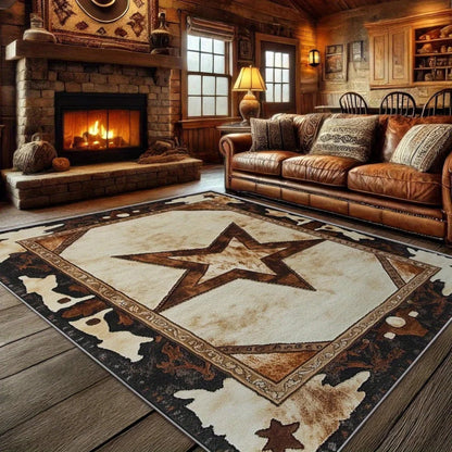 Rustic Western Texas Star Wood Panel Style Pattern Modern Area Mats Non-Slip Floor Carpet Indoor Outdoor Throw Flannel Rugs
