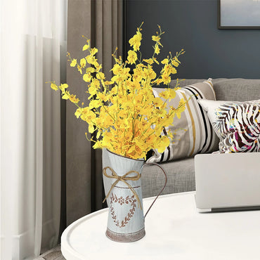 Rustic Plant Vase Country Style Vintage Kettle Shape Vase Decorative Flower Arrangement Pot with Handle for Garden Living Room