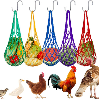 2pcs Practical Chicken Feeder Hanging Poultry Feed Net Bag Mesh Feeder Automatic Feeder Bag For Chickens And Ducks