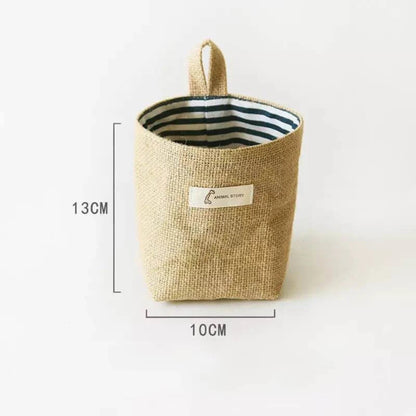 Jute Cotton Linen Storage Bag Desktop Storage Basket Hanging Pocket Organizer Toy Basket For Cosmetic Sundries Storage Box Decor